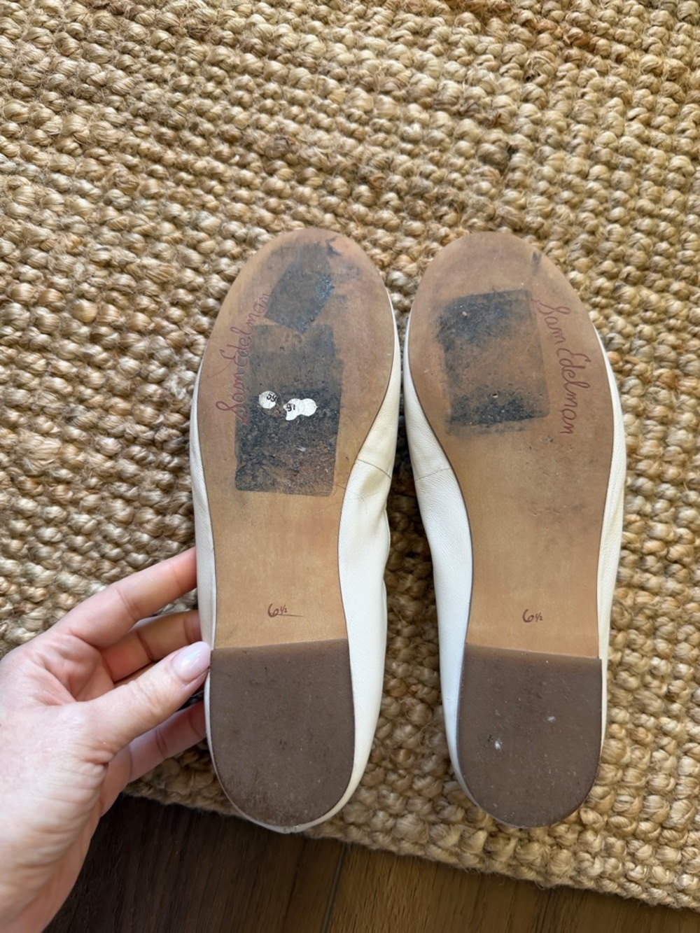 Sam Edelman White Leather Bow-Trim Ballet Flats - Picture 8 of 10